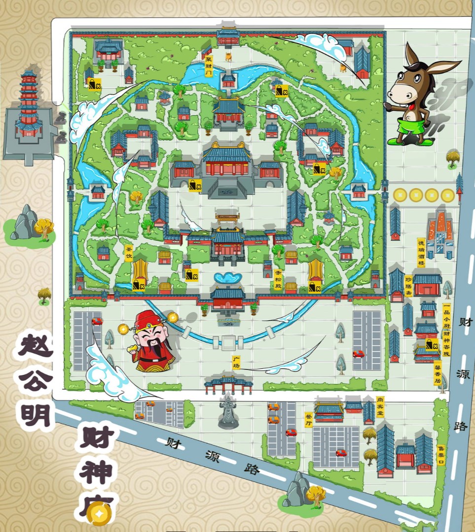 黄竹镇寺庙类手绘地图